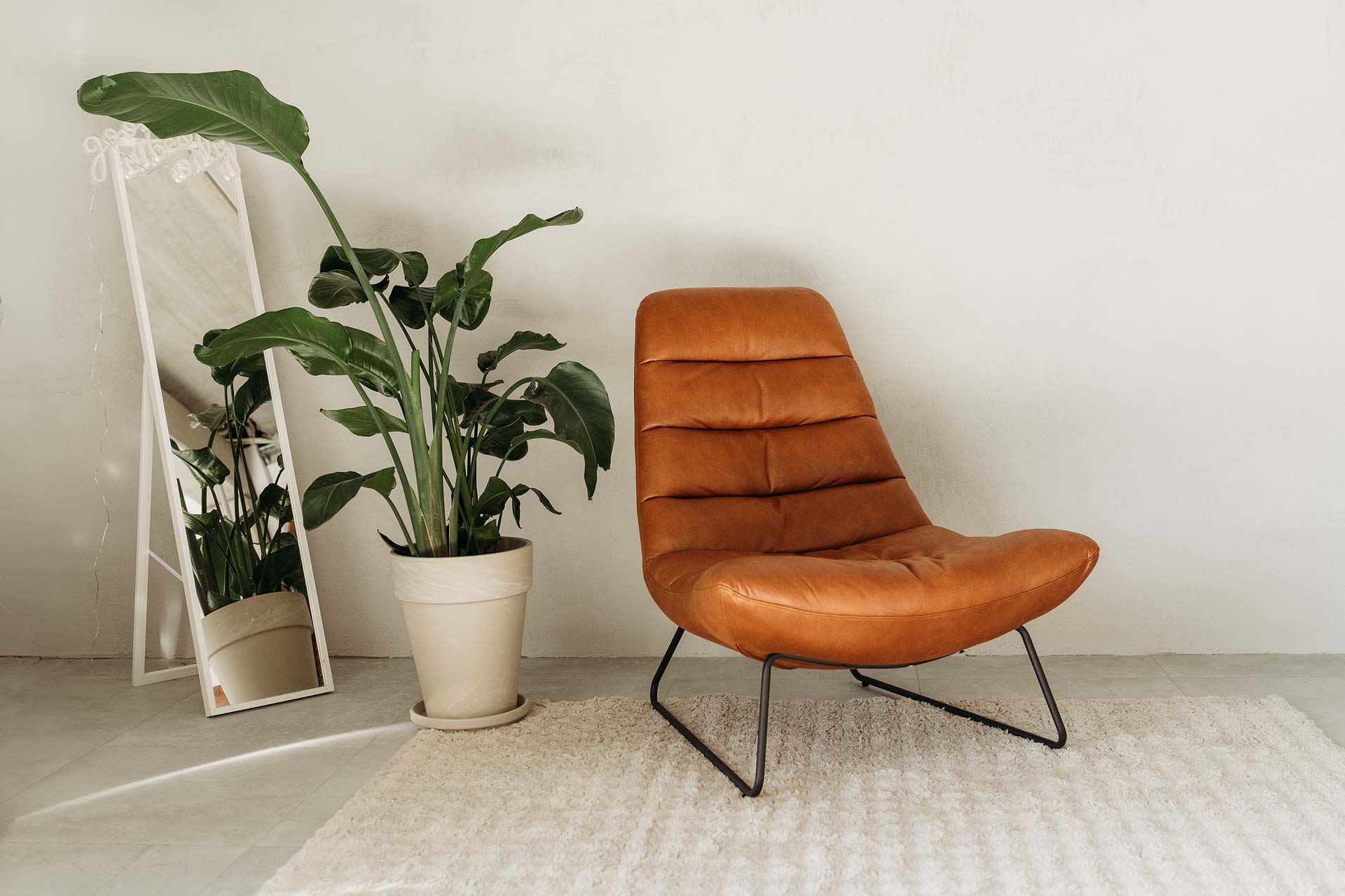 Ściana w studio fotograficznym z betonem strukturalnym oraz luksusowym krzesłem dla sesji biznesowych